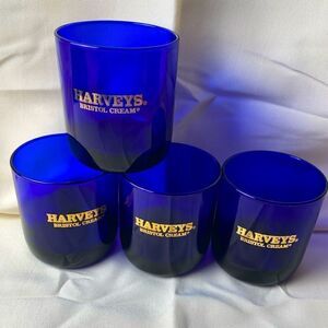 Highball glasses cobalt blue Harvey’s Bristle Cream 4 candle making cover logo